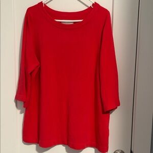 Avenue Bright Red Scoop Neck 3/4 Sleeve Sweater